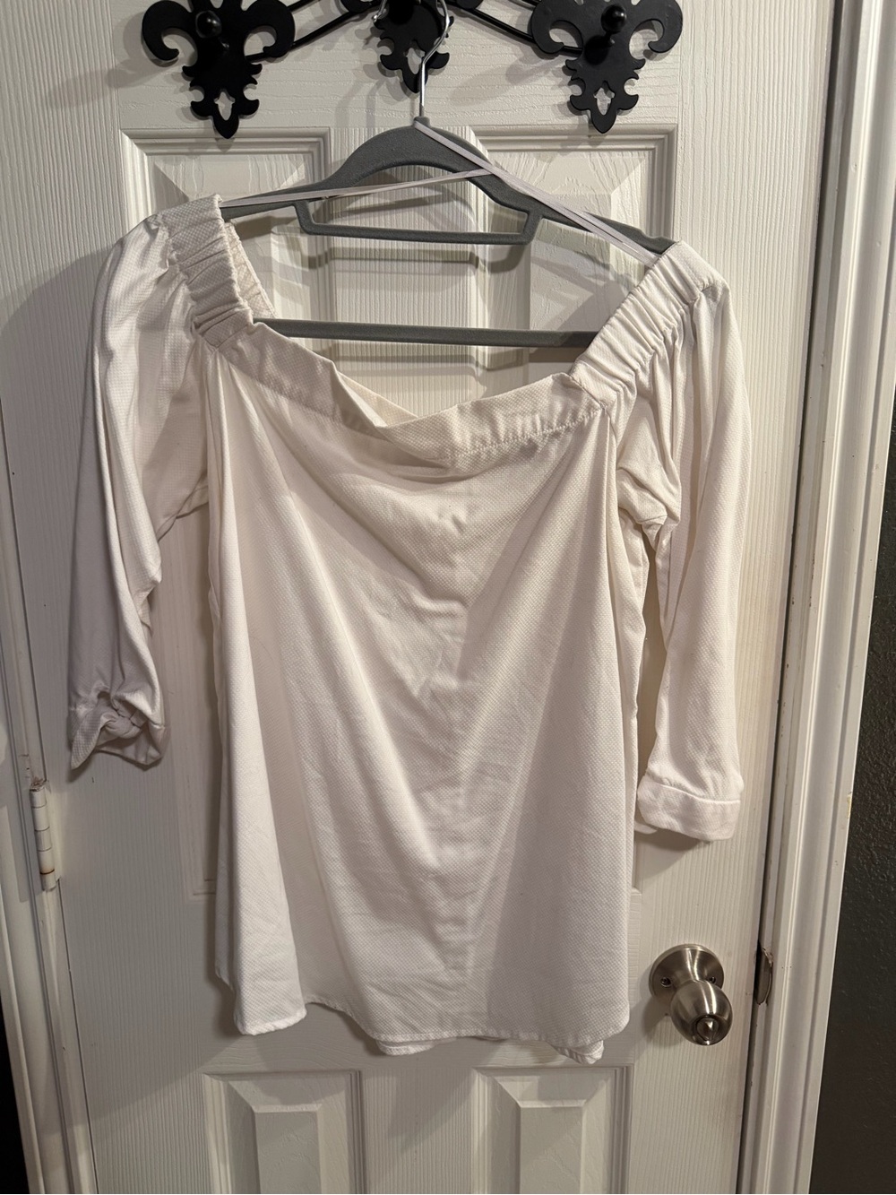 Banana Republic Factory White Off-Shoulder Peasant Top
